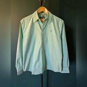Men's Ralph Lauren Green/White Checkered  Long Sleeve Button Down Size XL